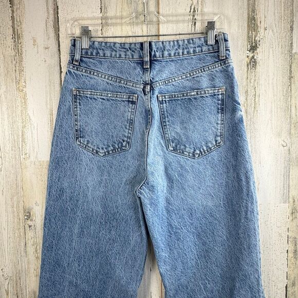 ZARA Jeans Womens 6 Blue High Rise Straight Leg Raw Hem Essential 90's Mom Jeans - Picture 5 of 8
